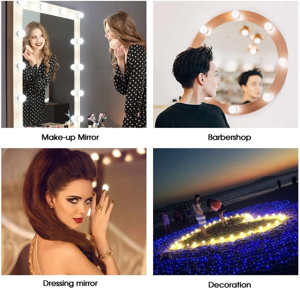 Aourow Luci da Specchio a LED in Stile Hollywood,Lampade da Toeletta con 10 Lampadine Dimmerabili,Lampada da Trucco a LED 5 Modalit?? Colore e 6 Luminosit?? per Specchio Cosmetico - immagine 8