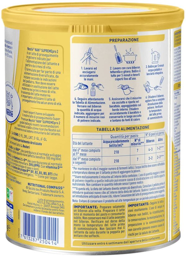 NESTL?? NAN SUPREMEpro 2, da 6 mesi. Latte di proseguimento in polvere, latta da 800g - immagine 3