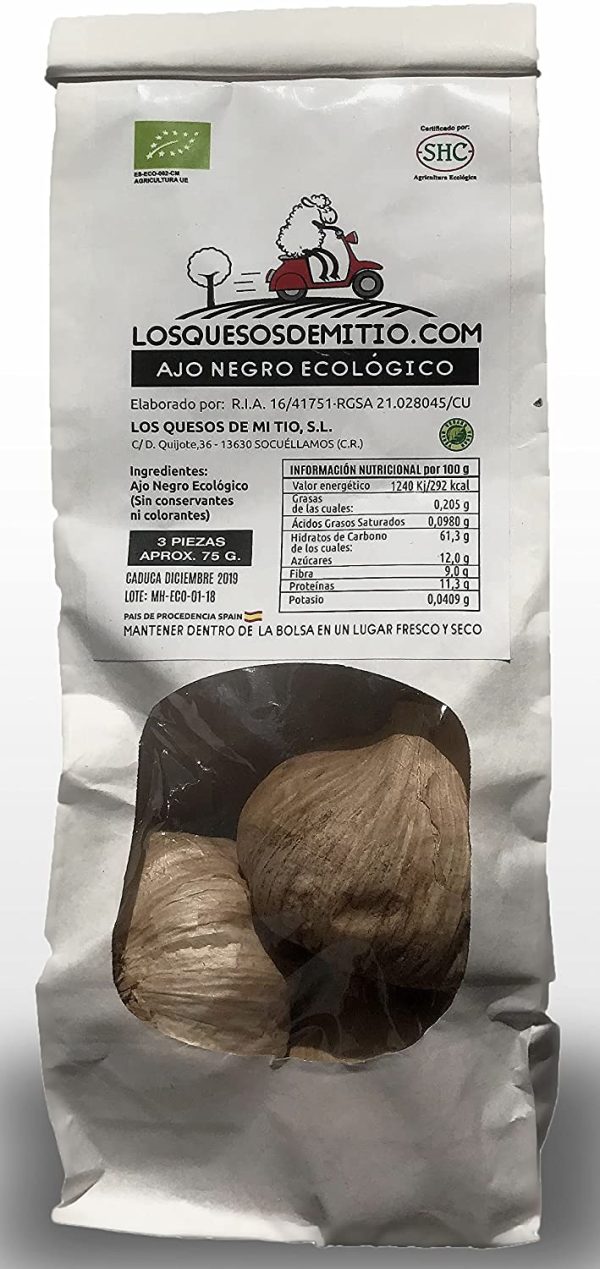 Aglio Nero BIO (3 Teste, 85g) di Prima qualit?? di Spagna, antiossidante e energizzante Naturale al Gusto di Liquirizia, di Losquesosdemitio