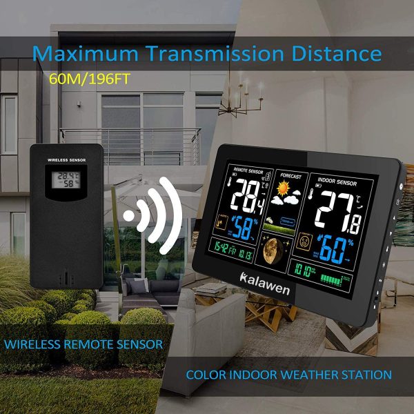 Stazione Meteo Automatica Digitale Wireless Meteorologica con Ampio Schermo LCD Display Sveglia Tempo Data Temperatura umidit?? Previsioni di Tempo con Sensore Esterno Wireless - immagine 7