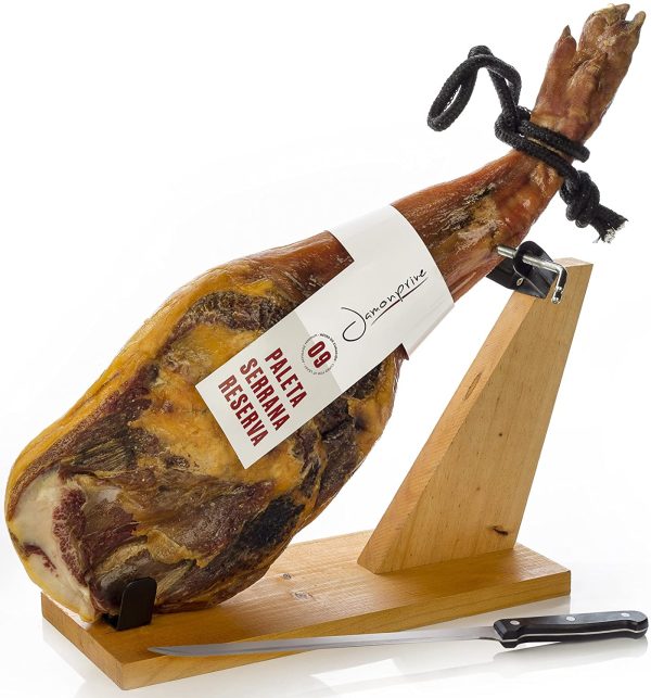 Prosciutto Spagnolo Serrano (Spalla) Riserva Semidisossato 4 - 4.5 Kg + Porta Prosciutto + Coltello - Jamon Serrano - immagine 2