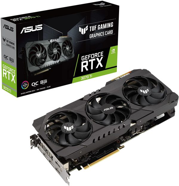 TUF Gaming GeForce RTX 3070 Ti OC Edition Scheda Grafica, 8 GB GDDR6X, PCIe 4.0, 2 HDMI 2.1, 3 DisplayPort 1.4a, OpenGL 4.6, Overclock, Tre Ventole, PSU Consigliata 750W, GPU Tweak II, Nero