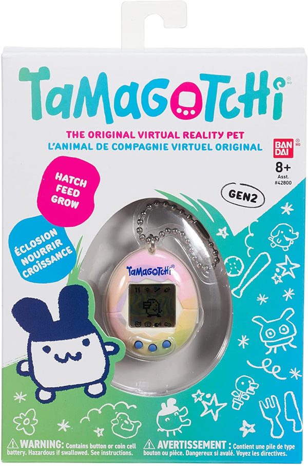 Tamagotchi 42884NBNP - Gioco originale con guscio a tema bolle pastello, animaletto domestico virtuale da curare e nutrire, con catenella per il gioco in movimento - immagine 3