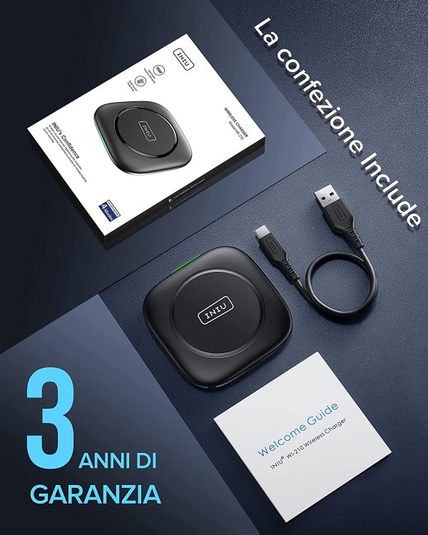 15W Caricatore Wireless, Ricarica Rapida Wireless con funzione Temp??Guard per iPhone 13 12 Pro Max Xr Xs X 8 Plus, Samsung Galaxy S21 S20 S10 S9 Note20 ultra 5G AirPods Huawei Xiaomi Google ECC. - immagine 3