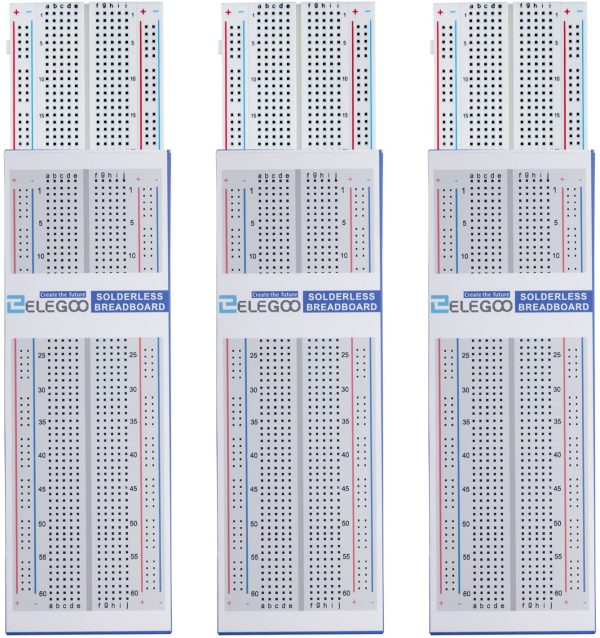 Elegoo 3pcs Breadboard con 830 Punti Senza Bisogno di Saldature Kit per Uno R3 Mega