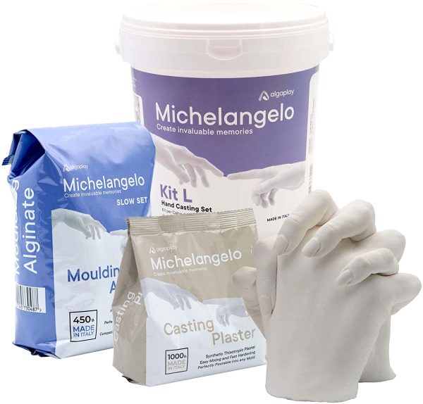 Michelangelo Kit per Calco Mani Set completo con alginato, gesso e caraffa graduata per scultura 3D. Idea regalo per coppie, amici e famiglia. Prodotto in Italia. (KIT L) - immagine 6