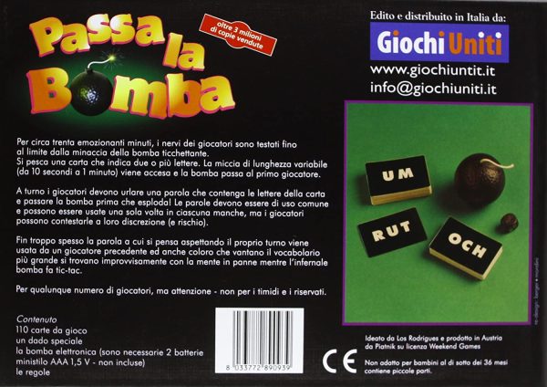 Giochi Uniti- Passa la Bomba Gioco di Divertimento, Multicolore, GU034/2 - immagine 2