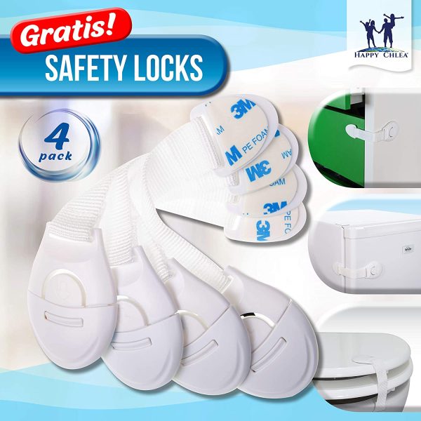 HAPPY CHLEA? Paraspigoli Bambini Angolari Gomma, Kit di Protezione e Sicurezza. 6,4M di Copertura Totale con Parabordi e 8 Paraspigoli Morbidi. Fermaporta e 4 Blocca Cassetti. Certificato - immagine 2