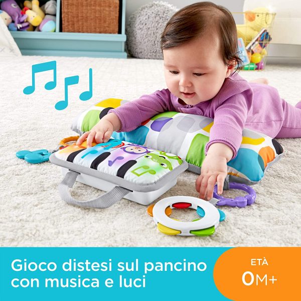 Fisher Price Pianoforte Soffice dei Piccoli Musicisti, Cuscino con 30 Canzoncine, Giocattolo per Neonati 0+ Mesi, GJD17