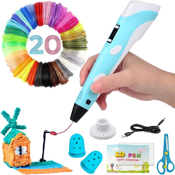 Penna 3D, 3D Penna Stampa con Schermo LCD e Controllo della Temperatura, con filamento di 20 colori, Compatibile con PLA/ABS Filaments, Grande regalo di artigianato artistico per bambini e adulti - immagine 7