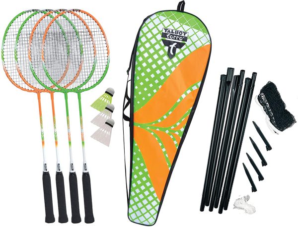 Talbot-Torro Set da Badminton 4-Attacker Plus, 4 Racchette, 3 Volani, Set Completo di Rete, in una Borsa di Qualit??, 449406 - immagine 2