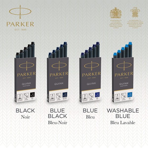 PARKER Quink Ricariche per Penne Stilografiche, Cartucce Lunghe, Blu, Confezione da 5 - immagine 3