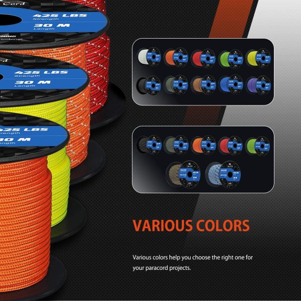 Abma Cord 3mm Paracord 3 Fili Interni 100% Nylon Cavo per Paracadute (30M / 50M) - immagine 3