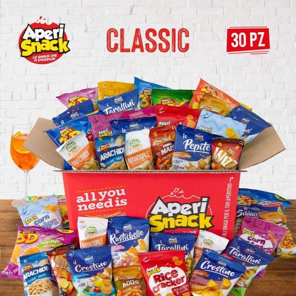 APERIBOX CLASSIC 30 - Snack salati, patatine e frutta secca racchiusi in una sfiziosa box. Ampia variet?? di stuzzichini salati per aperitivo fai da te, ottima come idea regalo