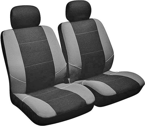 Sakura Merton SS3633 - Set di Coprisedili e Copri Poggiatesta per Sedili Anteriori Auto, Universale, Bordi Elasticizzati, Compatibile con Airbag Laterale, Lavabile in Lavatrice, Nero/Grigio - immagine 7