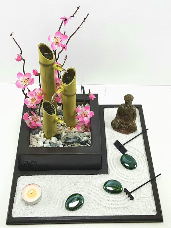 Bonseki? Fontana zen Elegance, Giardino zen da tavolo con fontanella, Personalizzabile, visualizza le opzioni. - immagine 6