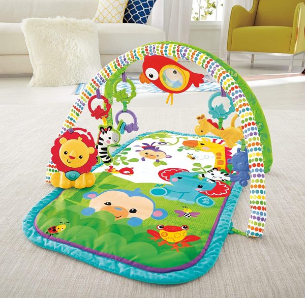 Fisher-Price Palestrina della Foresta con 3 Livelli di Gioco, 5 + 1 giocattoli, Musica e Suoni, Morbido Tappetino Facilmente Lavabile, per Neonati da 0+ Mesi, Imballaggio Sostenibile, GXC36 - immagine 3