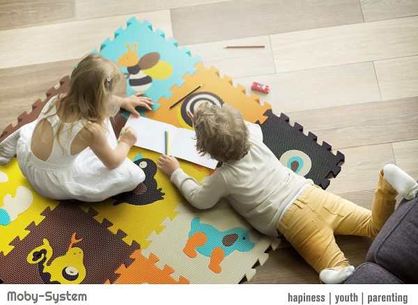 Moby-System Tappetino puzzle per bambini, 90 cm x 90 cm x 1 cm, inodore, grande tappetino puzzle per ragazzi e ragazze, tappetino da gioco senza sostanze tossiche, inodore - immagine 4