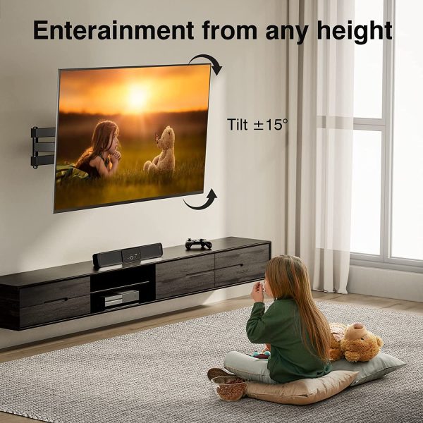 Supporto TV Universale per Televisori tra 10 e 32 pollici, Orientare, Inclinare, Ruotare ?C Adatto per TV LCD/LED a Schermo Piatto ?C Estendibile di 44cm ?C Sostiene fino a 20kg ?C Max. VESA 100X100mm - immagine 9