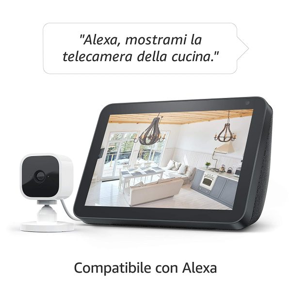 Blink Mini - Videocamera di sicurezza intelligente per interni, plug-in, compatta, con video in HD a 1080p, rilevazione di movimento, compatibile con Alexa ?C 1 videocamera - immagine 5