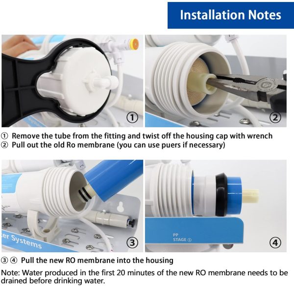 Hikins universale osmosi inversa membrana 50/75/100/125/150GPD for home bere Ro sistema di filtraggio dell' acqua a stadi 1-pack. 1812-75G [Classe di efficienza energetica A+++] - immagine 5