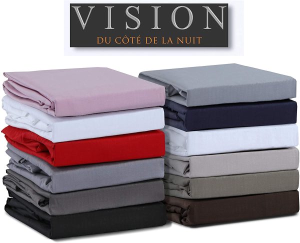 Lenzuola con angoli VISION Cioccolato 140x190cm - 100% Coton - - immagine 3