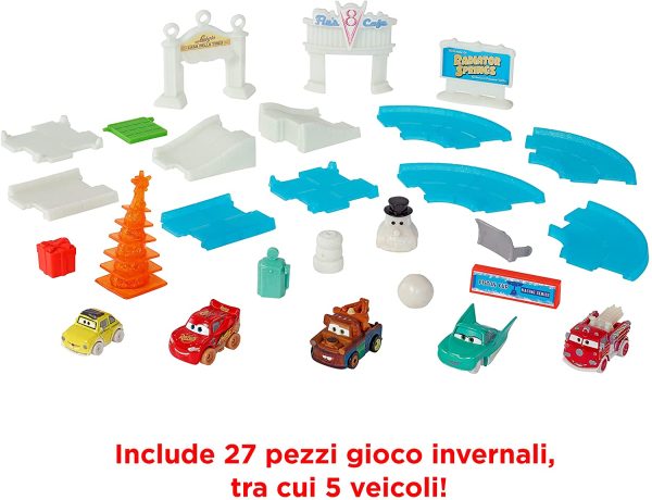 Disney Pixar Cars- Playset Minis Calendario dell'Avvento Macchinine con Accessori e Sorprese, Giocattolo per Bambini 3+Anni, GXT25