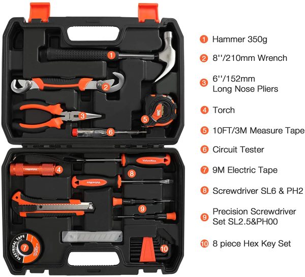 ValueMax Cassetta Attrezzi Uso Domestico Riparazione 30 Pezzi, Set Attrezzi con Scatola di Plastica, Ideale per l'Uso Quotidiano - immagine 2