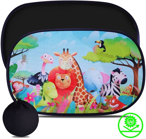 Parasole Auto Bambini Tendine, Universali Autoadesivo Finestrini Laterali Protezione da Raggi UV per Bambini con Simpatici Motivi, Set da 2 pezzi, 51 x 32 cm - immagine 7