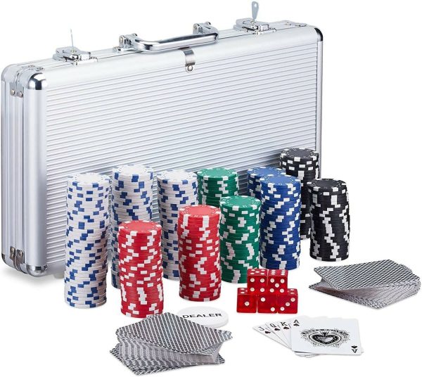 Valigetta 300 Fiches in Metallo 11 Grammi Holdem Texas Poker con Carte Dadi e Gettoni - immagine 5