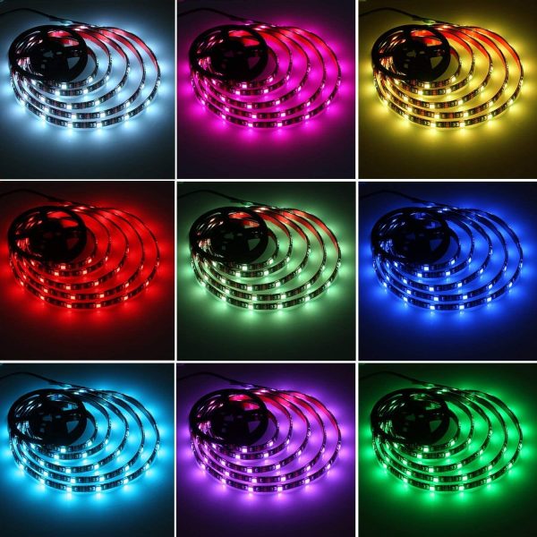 Strisce LED alimentate a batteria con telecomando contenitore batteria impermeabile,16 colori Striscia flessibile LED impermeabile 2M,RGB 5050 LED Bias Illuminazione TV retroilluminazione - immagine 5