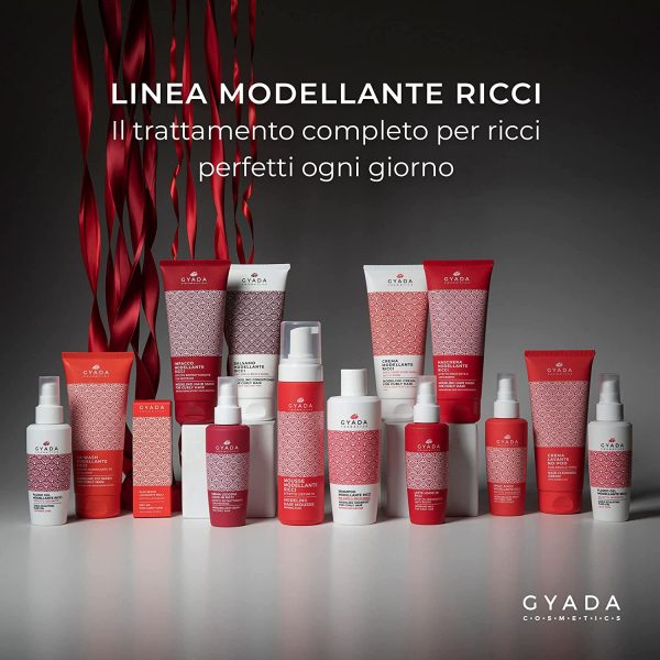 GYADA COSMETICS, Crema Modellante Ricci, Crema per Capelli Ricci Senza Risciacquo ad Azione Disciplinante e Anticrespo, a Base di Succo di Aloe Vera, Olio di Lino, Cocco, Argan e Jojoba, 200 ml