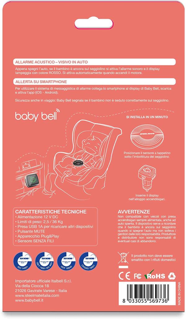 Dispositivo anti abbandono Steelmate Baby Bell | funziona anche senza smartphone - immagine 3