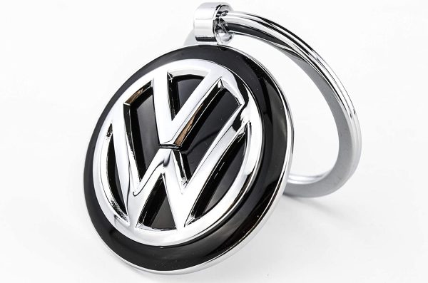 VW Volkswagen Keyring ?C KR16-05/VW ?C Portachiavi Logo VW ?C in aggiunta 1 Portachiavi ?C Metallo pressofuso?C Lucido ?C Cromato ?C Argento, Nero Originale - immagine 2