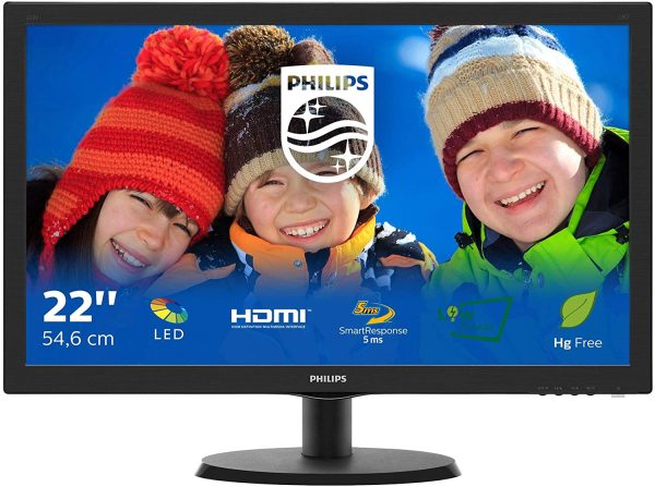 Philips Monitor 223V5LHSB2 Monitor per PC Desktop 22" LED, Full HD, 1920 x 1080, 5 ms, HDMI, VGA, Attacco VESA, Nero - immagine 4