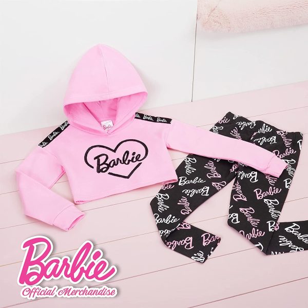 Barbie Felpe Ragazza, Abbigliamento Bambina in Cotone con Felpa con Cappuccio E Leggins, 4-14 Anni, Tute Merchandise Ufficiale, Idee Regalo Natale E Compleanno - immagine 4