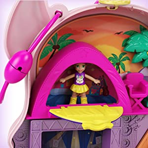 ?Polly Pocket- Cofanetto Lama Music Party con Micro Bambole di Polly e Lila, Accessori, Giocattolo