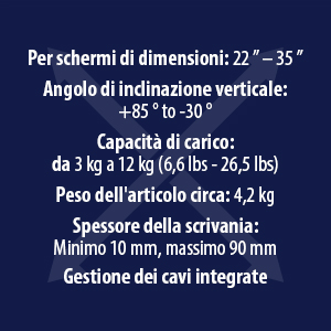 Invision MX450 Capacit?? di carico: da 3 kg a 12 kg, Angolo di inclinazione verticale: + 85 ?? e -30 ??