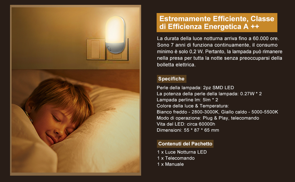  lampada notturna per bambini luce notturna bambini presa luce notturna con telecomando