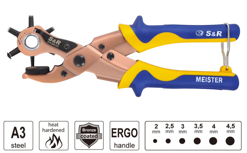 pinza fustellatrice cuoio fori rotondi