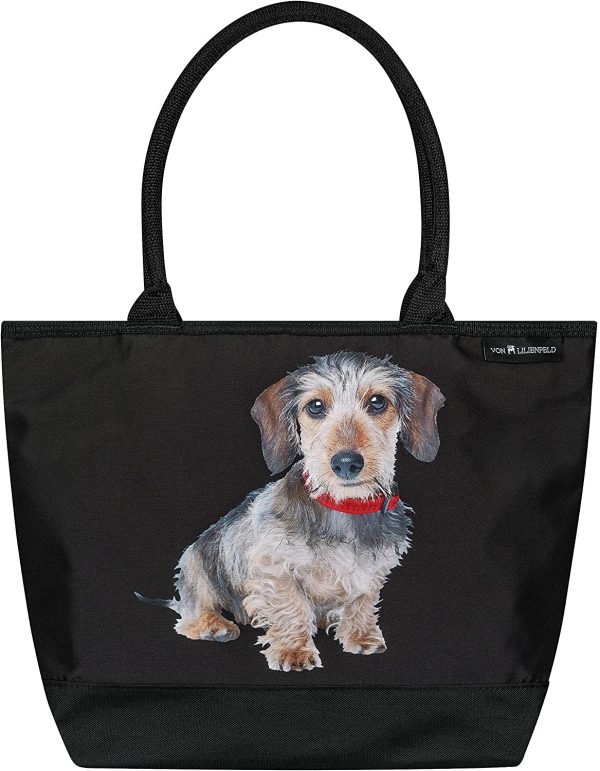 VON LILIENFELD Borsa Motivo Cane Bassotto a pelo duro Donna Shopper Dimensioni 42 x 30 x 15 cm Borsa da spiaggia Ufficio