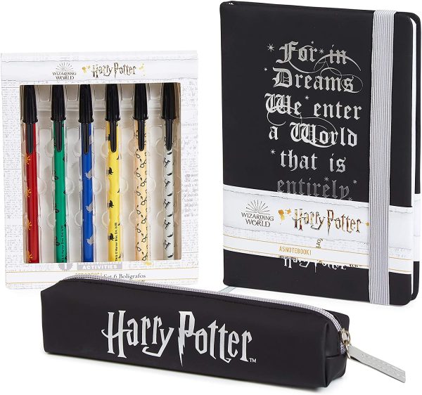 Harry Potter Set Cancelleria Con Agenda A5, Set Penne E Astuccio Portapenne, Harry Potter Gadget Ufficiali, Regalo Per Bambine, Adolescenti E Adulti - immagine 7