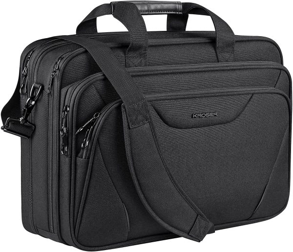 Borsa per Laptop 18 " Cartella per Laptop Premium Adatto per Laptop fino a 17,3 Pollici Borsa a Tracolla Espandibile a Tracolla Borsa per Computer per Viaggi/Affari/ Scuola/Uomini/Donne-Nero - immagine 7