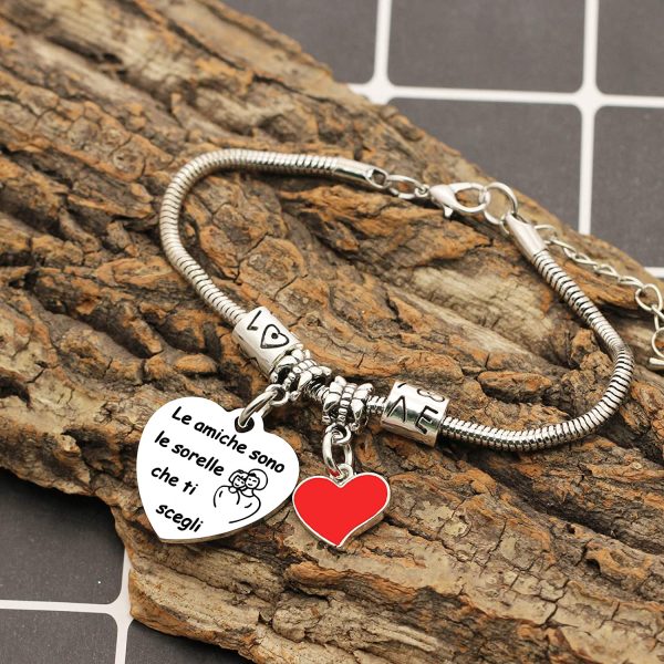 Angelra Regali di Amicizia Braccialetto Donna Bracciale Amici"le amiche sono le sorelle che ti scegli" Ciondolo Argento con Incisione per Natale - immagine 4