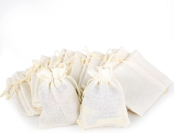 20 pz 12 x 9 cm Sacchetti Regalo Caramella portaconfetti Bustine per Battesimo Matrimonio Confetti Gioielli ?C Bianco Beige