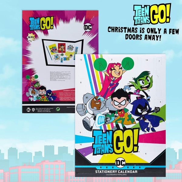 Teen Titans Go! Calendario Avvento 2021 per Bambini, Calendario di Natale con Set Cancelleria Teen Titans, + 24 Gadget da Scoprire, Idee Regalo Originali - immagine 3