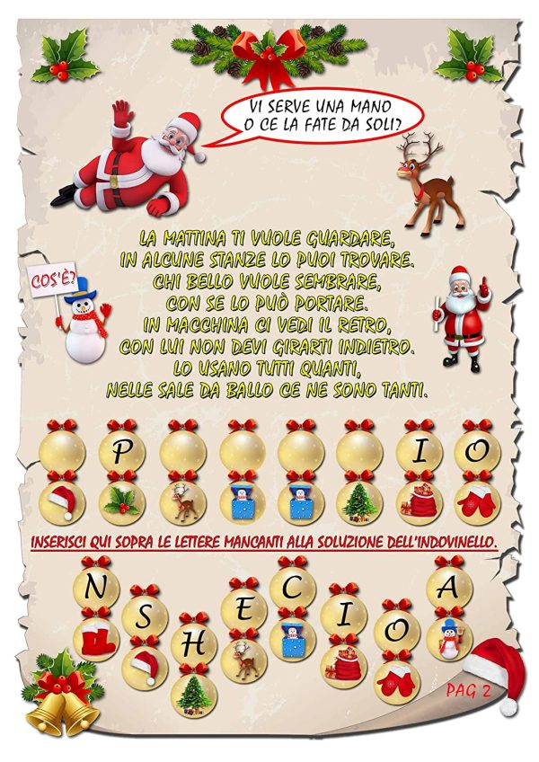 Caccia al tesoro natalizia in scatola per casa 5-7 anni - Giochi natalizi per bambini - Caccia al regalo di Babbo Natale - Caccia al tuo regalo di Natale - Giochi di natale per bambini