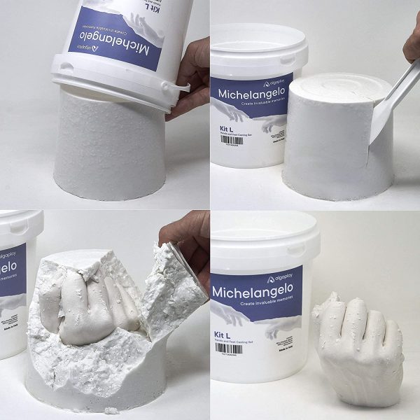 Michelangelo Kit per Calco Mani Set completo con alginato, gesso e caraffa graduata per scultura 3D. Idea regalo per coppie, amici e famiglia. Prodotto in Italia. (KIT L) - immagine 8