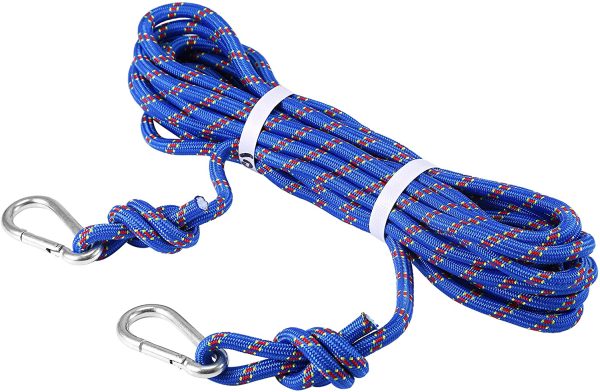 Selighting Corda da Arrampicata Professionale,Corda Escursione Esterna,Corda da Arrampicata Fune di Sicurezza Attrezzature di Soccorso Corda Outdoor Rock Climbing Diametro 8mm??3KN (300KG) con Ganci - immagine 3