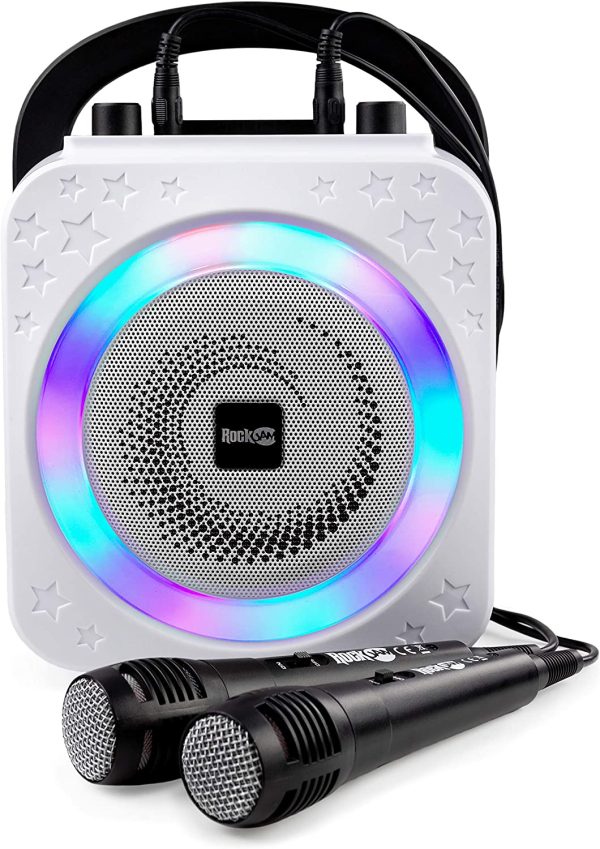 Macchina per karaok bluetooth ricaricabile a 10 watt Rockjam con due microfoni, effetti variabili e luci a LED - Nero - immagine 7